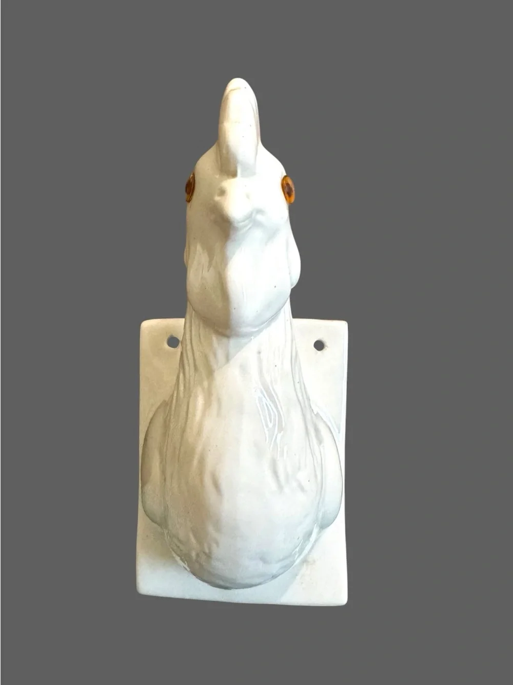 Vintage white ceramic rooster wall hook chicken farmhouse kitchen decor